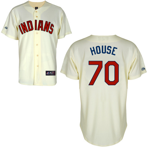 T-J House #70 Youth Baseball Jersey-Cleveland Indians Authentic Alternate 2 White Cool Base MLB Jersey